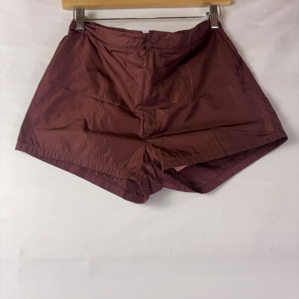 Prada Red Tab Nylon Metal Swim Shorts Burgundy